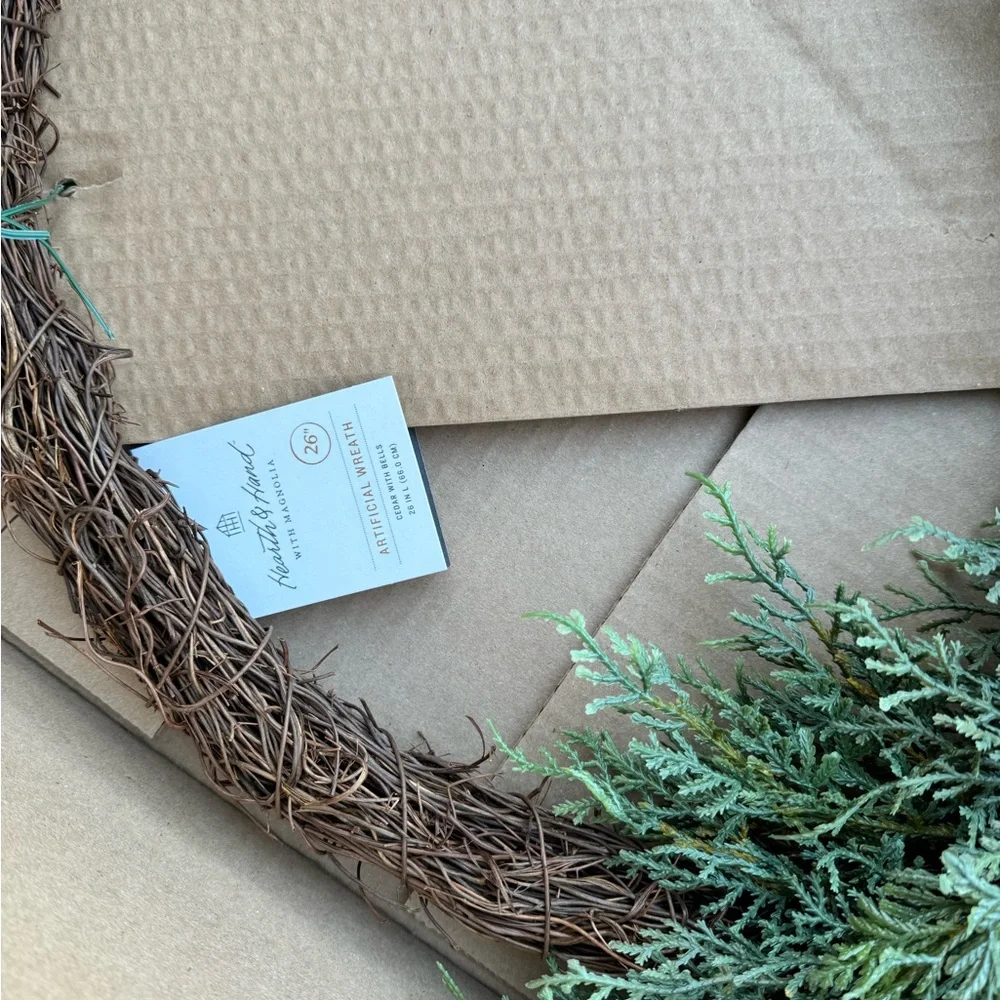 26” Faux Cedar Hoop Christmas Wreath with Bell Ornaments-Hearth & Hand Magnolia